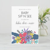Invitation Fleurs De Boho Modernes Jumeaux Garçon Sip Baby Et (Debout devant)