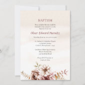 Invitation Fleurs de Boho Vin et Crème Baptême orthodoxe (Devant)