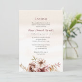 Invitation Fleurs de Boho Vin et Crème Baptême orthodoxe (Debout devant)