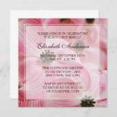 Invitation Fleurs de bois rose 80e anniversaire (Devant / Derrière)