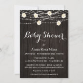 Invitation *~* Fleurs de bois rustique Lumières Baby shower R (Devant)