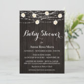 Invitation *~* Fleurs de bois rustique Lumières Baby shower R (Debout devant)