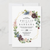 Invitation Fleurs de Bordo Bleu à l'aquarelle (Devant)