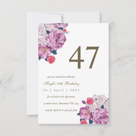 Invitation Fleurs de Botanique Florale Violette Simple Chic 4 (Devant)