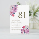 Invitation Fleurs de Botanique Violettes Simple Chic 81e Anni (Debout devant)