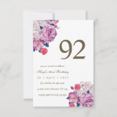 Invitation Fleurs de Botanique Violettes Simple Chic 92e Anni (Devant)
