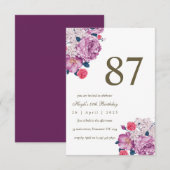 Invitation Fleurs de Botanique Violettes Simple Élégant 87e A (Devant / Derrière)