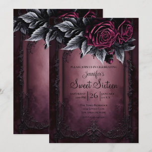 Invitation Fleurs de Bourgogne foncé Gothique Douce 16