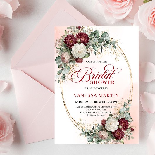 Invitation Fleurs de Bourgogne intemporelles avec douche de m