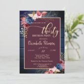 Invitation Fleurs de Bourgogne Marine Bois bleu 30e anniversa (Debout devant)