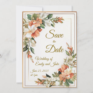 Invitation Fleurs de bronze Enregistrer la date