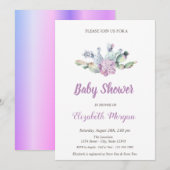 Invitation Fleurs de cactus Baby Shower (Devant / Derrière)