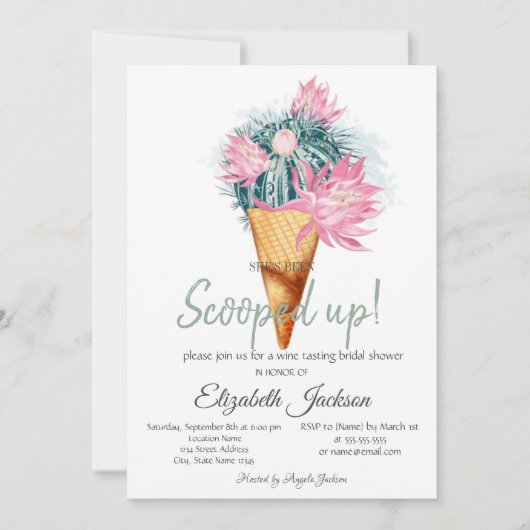 Invitation Fleurs de cactus de glace de mariage (Devant)