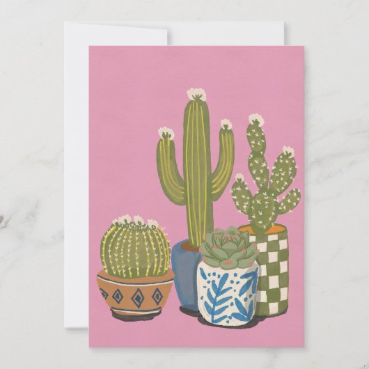 Invitation Fleurs de cactus rose (Devant)