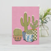 Invitation Fleurs de cactus rose (Debout devant)