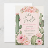 Invitation Fleurs de Cactus Rose, Désert Blush Verdure (Devant / Derrière)