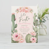 Invitation Fleurs de Cactus Rose, Végétation Désert Blush (Debout devant)