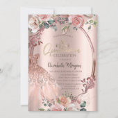 Invitation Fleurs de cadre Blush Robe Quinceañera (Devant)