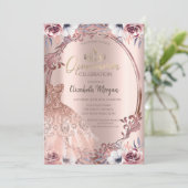 Invitation Fleurs de cadre Boho Robe Quinceañera (Debout devant)