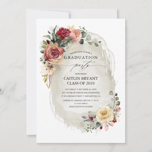 Invitation Fleurs de campagne en fleurs rustiques Graduation (Devant)