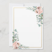 Invitation Fleurs de campagne rose saumon Eucalyptus or Save  (Dos)