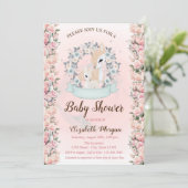 Invitation Fleurs de cerfs bébé Roses Baby Shower (Debout devant)
