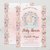 Invitation Fleurs de cerfs bébé Roses Baby Shower (Devant / Derrière)