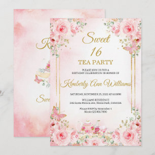 Invitation Fleurs de cerise Rose Beurre d'or doux 16