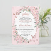 Invitation Fleurs de cerises Papillons floraux 18e anniversai (Debout devant)