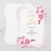 Invitation Fleurs de cerisier aquarelle floral mariage modern (Devant / Derrière)