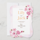 Invitation Fleurs de cerisier aquarelle floral mariage modern (Devant)