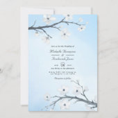Invitation Fleurs de cerisier blanc Code QR RSVP Mariage (Devant)