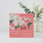 Invitation Fleurs de cerisier Branche Save the Date (Debout devant)