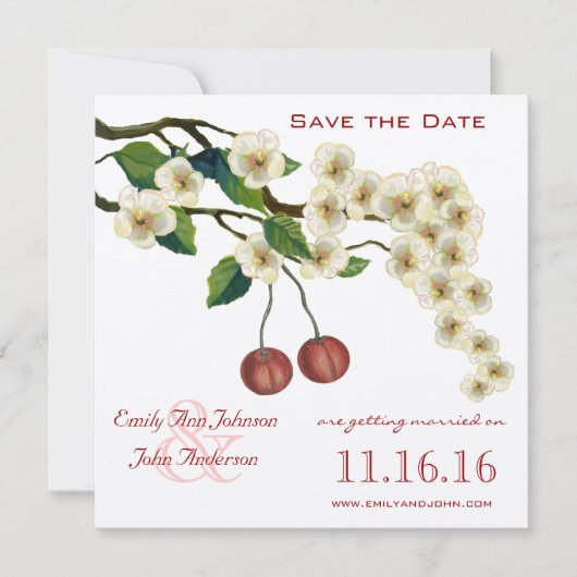 Invitation Fleurs de cerisier Branche Save the Date (Devant)