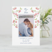 Invitation Fleurs de cerisier couples photo Save the Date (Debout devant)