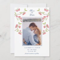 Fleurs de cerisier couples photo Save the Date 