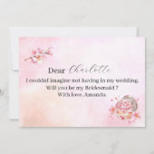 Invitation Fleurs de cerisier et demoiselle d'honneur de dess (Dos)