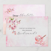 Invitation Fleurs de cerisier et demoiselle d'honneur de dess (Devant / Derrière)