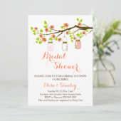 Invitation Fleurs de cerisier & jarres de maçon Douche mariag (Debout devant)