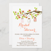 Invitation Fleurs de cerisier & jarres de maçon Douche mariag (Devant / Derrière)