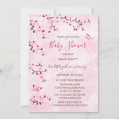 Invitation Fleurs de cerisier Marbre rose Baby shower Floral (Devant)