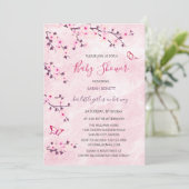 Invitation Fleurs de cerisier Marbre rose Baby shower Floral (Debout devant)
