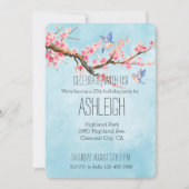 Invitation Fleurs de Cerisier Oiseaux Anniversaire (Devant)