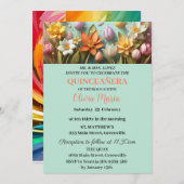 Invitation Fleurs de Cerisier Papillon Or Rose Quinceañera (Devant / Derrière)