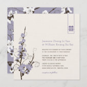 Invitation Fleurs de cerisier pourpre Sakura torse Mariage as (Devant / Derrière)