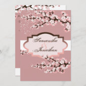 Invitation Fleurs de cerisier poussiéreuses de rose rose de (Devant / Derrière)