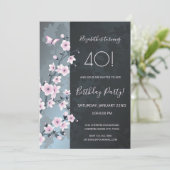 Invitation Fleurs de cerisier rose Dusky Personnalisé Anniver (Debout devant)