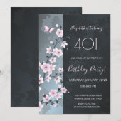 Invitation Fleurs de cerisier rose Dusky Personnalisé Anniver (Devant / Derrière)