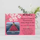 Invitation Fleurs de cerisier rose en fleurs | Photo Quincean (Debout devant)