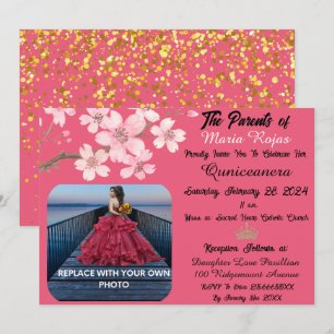 Invitation Fleurs de cerisier rose en fleurs Photo Quincean